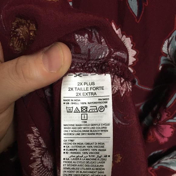 Old Navy Burgundy Floral Fit & Flare Midi Dress 2X - Picture 7 of 7